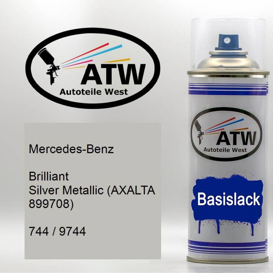 Mercedes-Benz, Brilliant Silver Metallic (AXALTA 899708), 744 / 9744: 400ml Sprühdose, von ATW Autoteile West.